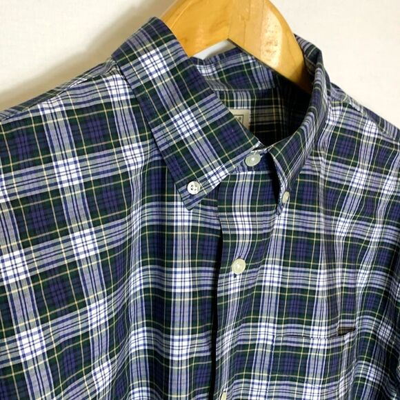 L.L. Bean Traditional Fit Blue Green White Yellow Plaid LS Button-Down Shirt L - Picture 1 of 11